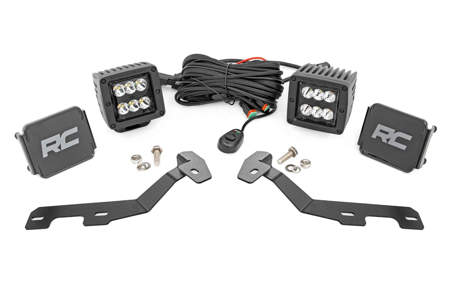 LED Light Kit | Ditch Mount | 2" Black Pair | Spot | Ram 1500 2WD/4WD (19-25) Rough Country