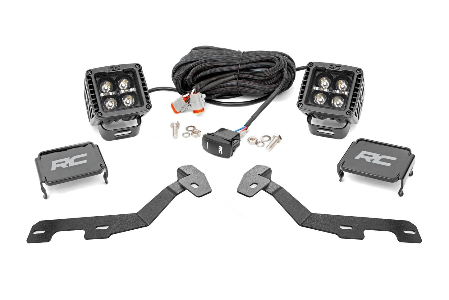 LED Light Kit | Ditch Mount | 2" Black Pair | White DRL | Ram 1500 (19-25) Rough Country