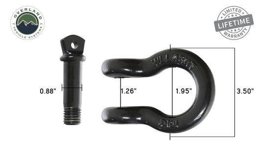 Recovery Shackle 19010201 3/4 4.75 Ton Black Sold In Pairs Overland Vehicle Systems-1
