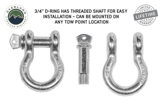 Recovery Shackle 3/4 4.75 Ton Zinc - D Ring Recovery Shackle Overland Vehicle Systems-1