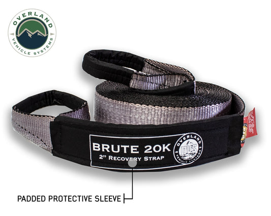 Tow Strap 20000 lbs - 2 x 30' Gray With Black Ends Overland Vehicle Systems-1