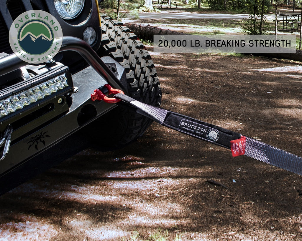 Tow Strap 20000 lbs - 2 x 30' Gray With Black Ends Overland Vehicle Systems-7
