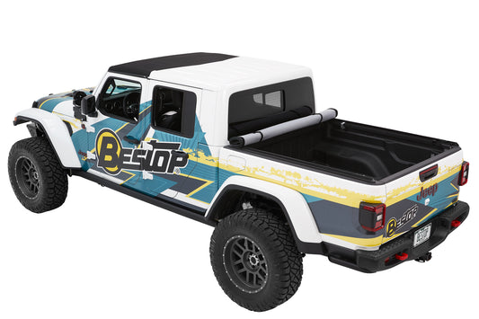 EZ-Roll Soft Tonneau Cover For Jeep 2020-2024 Gladiator Black Diamond Tailgate Spoiler Not Included Bestop-1