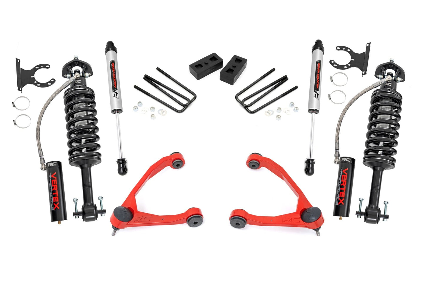 3.5 Inch Lift Kit Forged UCA Cast Steel Vertex/V2 Red Silverado/Sierra 1500 (07-13) Rough Country