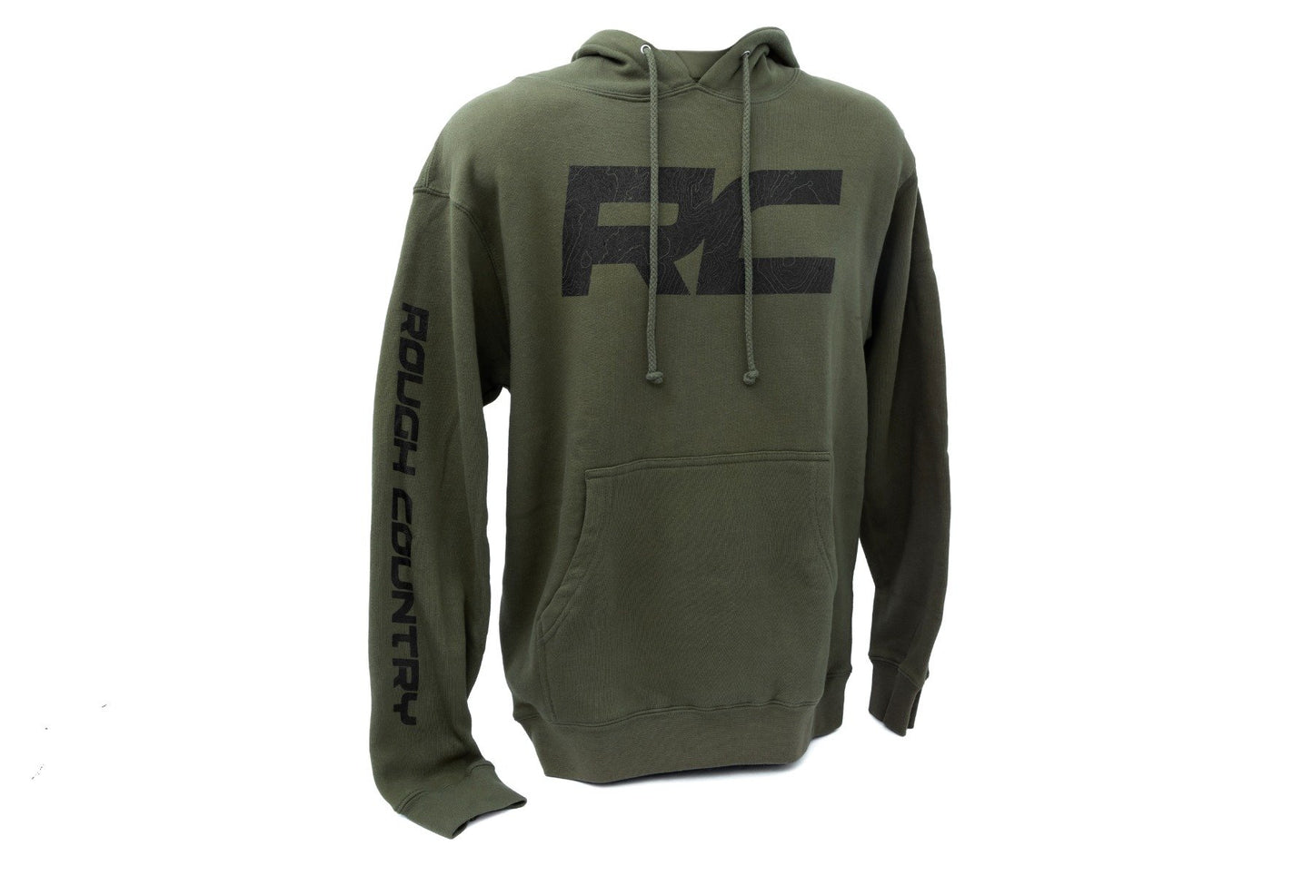 Rough Country Hoodie | RC Topographical Sleeve | Army Green | 2XL Rough Country