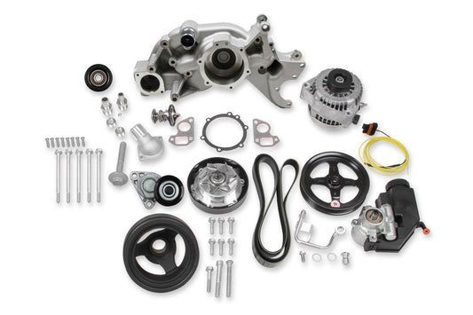 Mid-Mount Race Accessory System LS Engine Drive Includes Alternator, P/S Pump, Tensioner, Crank Damper, Belt, & Pulleys Holley-1