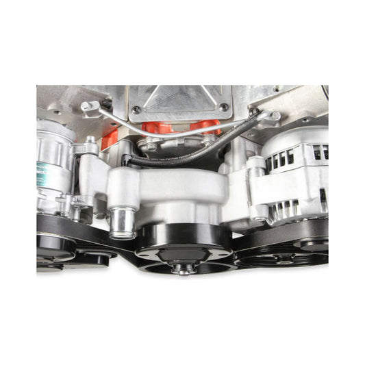 Premium Mid-Mount LS7 Complete Accessory System Dry Sump LS7 Engine Drive Includes SD7 A/C Compressor, Alternator, P/S Pump, Tensioner, SFI Certified Damper W/hard Anodized Billet Crank Pulley, Belt, & Pulleys Fits Dry Sump Engines Holley-1