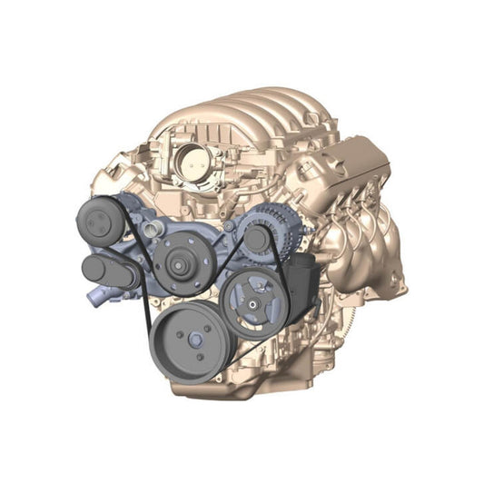 Premium Mid-Mount Complete Accessory System SFI Certified Damper Black Complete GM Gen V LT Accessory Drive System W/ Alt, P/S, A/C, Water Pump, SFI Certified Damper W/hard Anodized Billet Crank Pulley, Belts, and Crankshaft Damper Holley-1