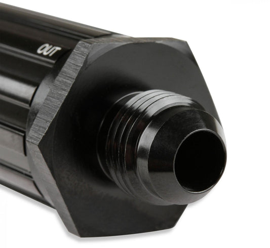 Male Fuel Filter -6 AN 30 Micron Black Fuel Filter with Sintered Bronze Element, AN -6 Male Ends, 30 Micron, Black Anodized Mr Gasket-1
