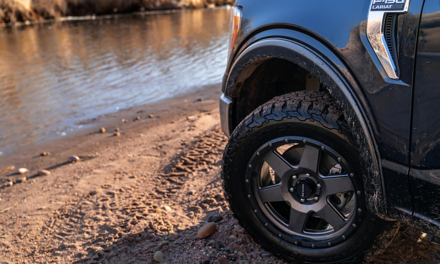 Black OE Style Smooth Finish Front Fender Flares For 2015-2017 Ford F150 Bushwacker-2
