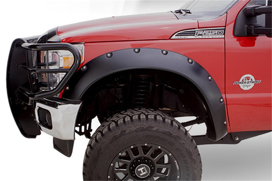 Black Cutout Style Smooth Finish Front Fender Flares For 2011-2016 Ford F250 To F-450 Super Duty Bushwacker-1