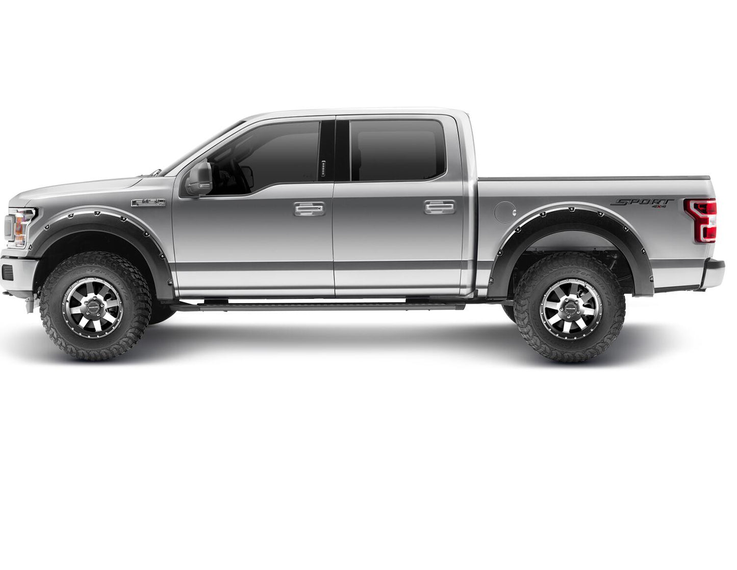 Black Pocket/Rivet Style Smooth Finish Front Fender Flares For 2018-2020 F150 W/78.9/97.6 Inch Bed 2018-2020 F150 W/67.1 Inch Bed Bushwacker-1