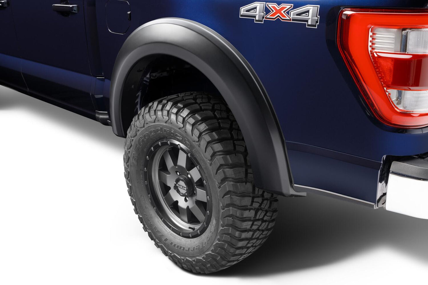 Black Extendafender Style Smooth Finish Rear Fender Flares For 2021-2026 Ford F150 Will Not Fit F150 Lightning Bushwacker-1