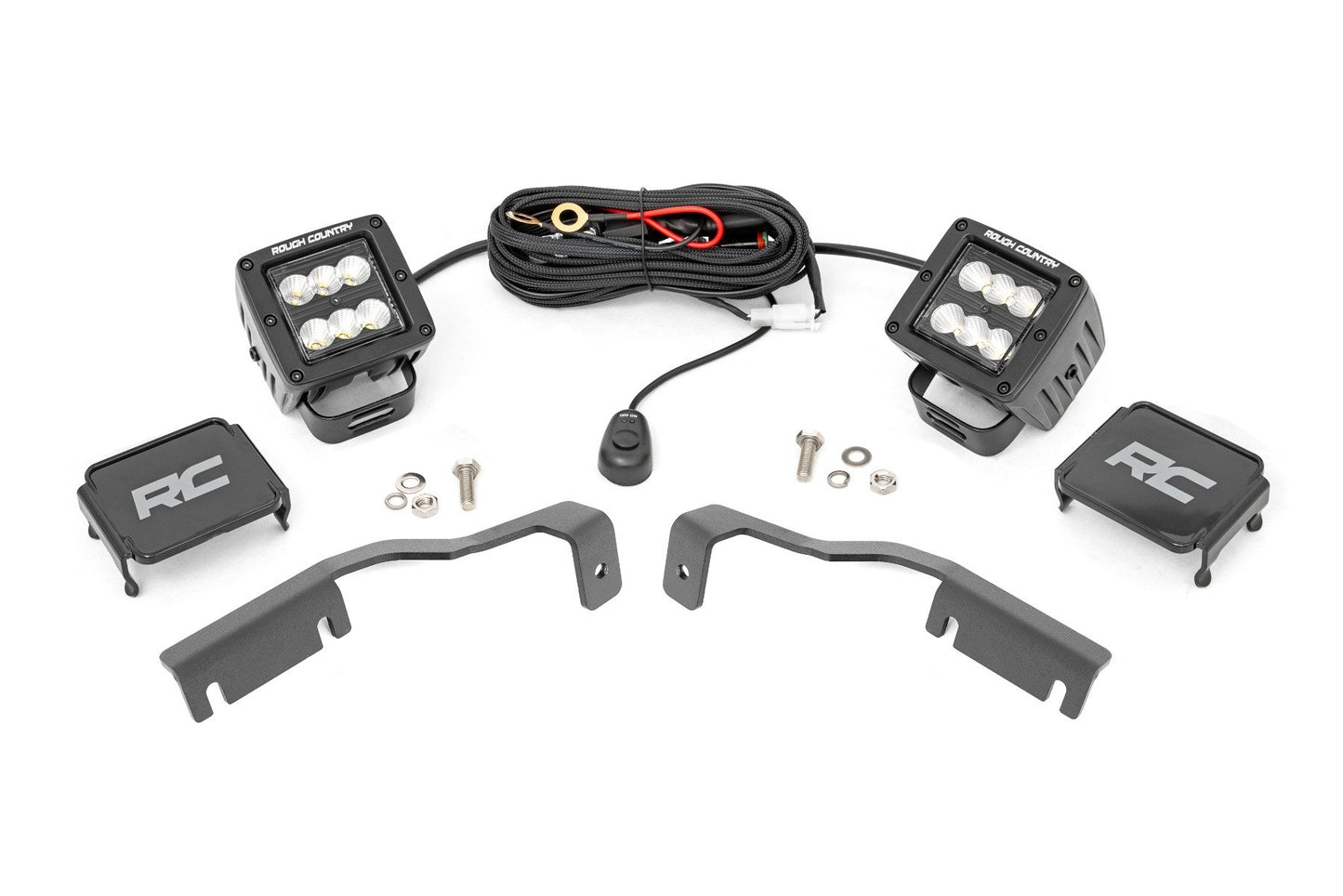 LED Light Kit | Ditch Mount | 2" Black Pair | Flood | Nissan Frontier (22-24) Rough Country