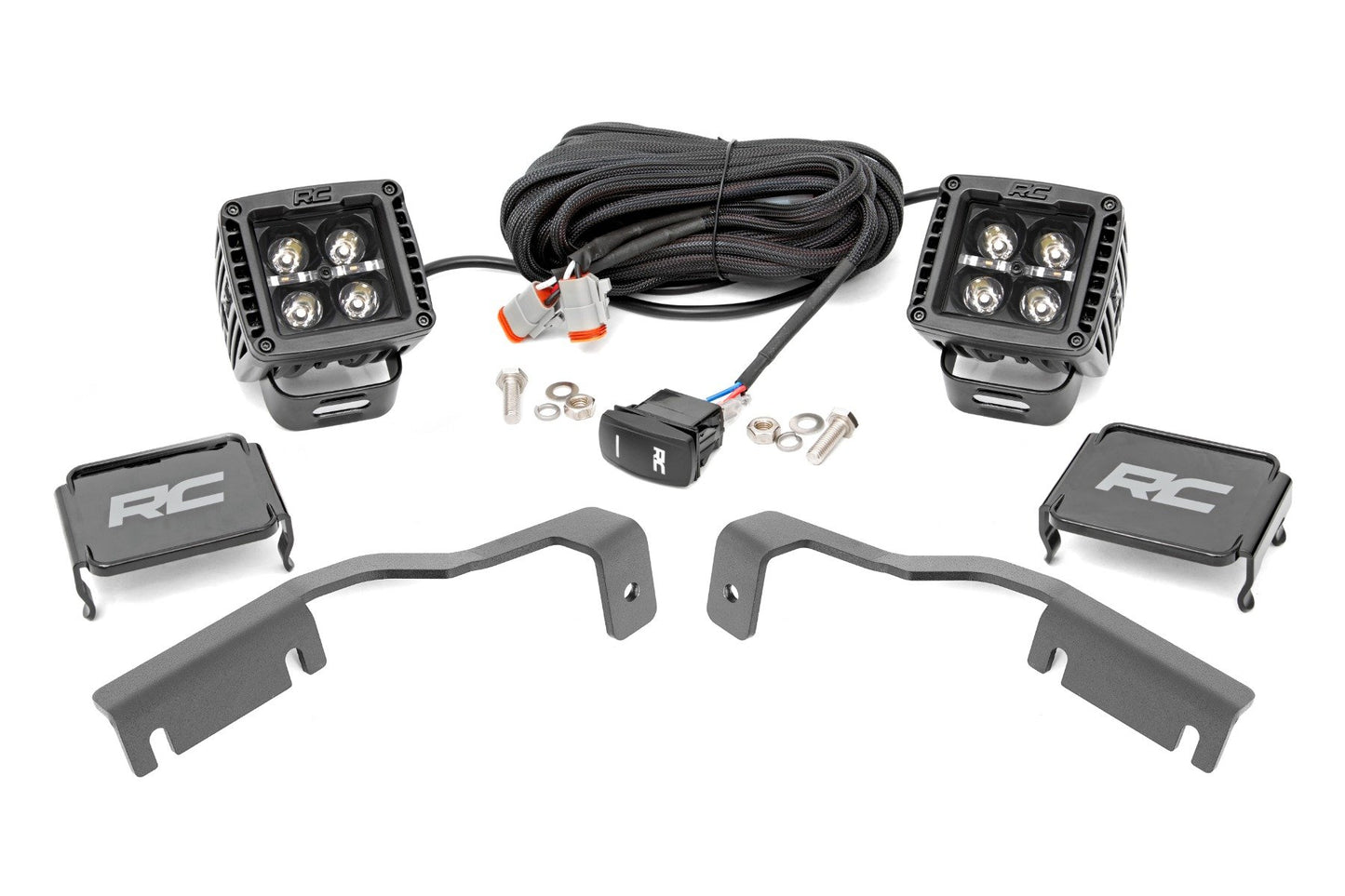 LED Light Kit | Ditch Mount | 2" Black Pair | Amber DRL | Nissan Frontier (22-24) Rough Country