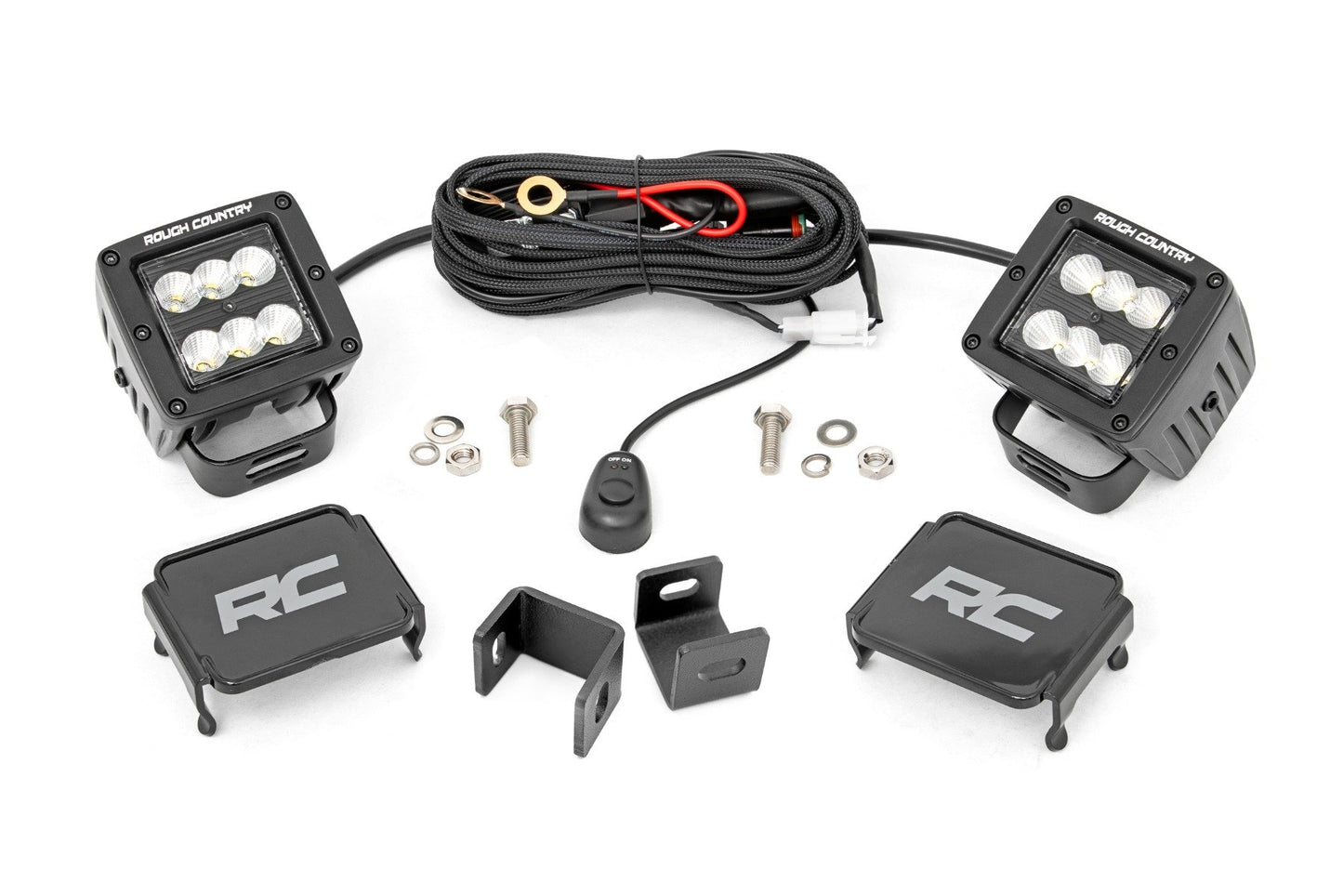 LED Light Kit | Ditch Mount | 2" Black Pair | Flood | Toyota Tundra (22-25) Rough Country