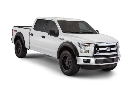 Black Pocket/Rivet Style Smooth Finish 4-Piece Fender Flare Set For 2015-2017 Ford F150 (Excludes Models W/Tech Package) Bushwacker-1