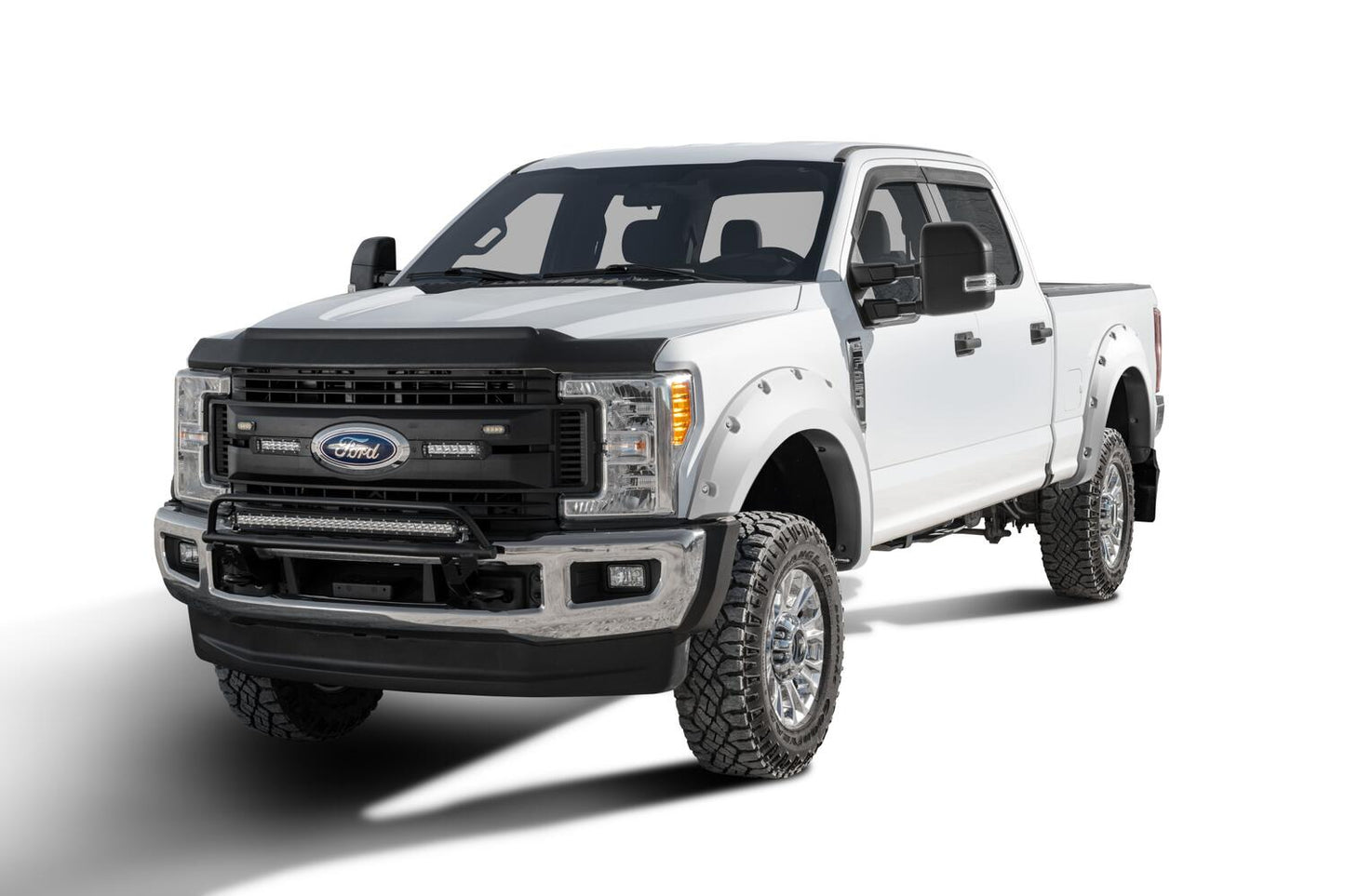 Pocket/Rivet Style Color Matched Oxford White 4-Piece Fender Flare Set For 2017-2022 Ford F250/F350 Super Duty Bushwacker-3