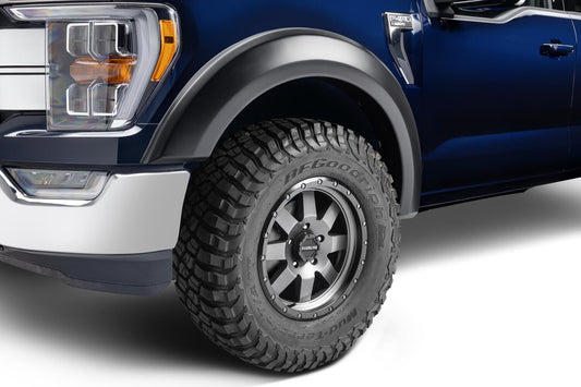 Black Extendafender Style Smooth Finish 4-Piece Fender Flare Set For 2021-2026 Ford F150 Will Not F150 Lightning Bushwacker-1