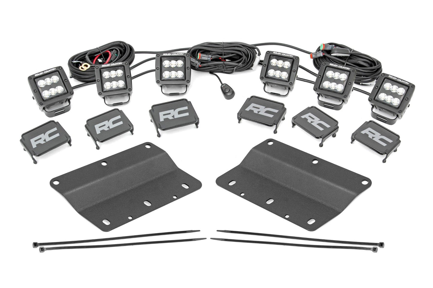 LED Light Kit | Fog Mount | Triple 2" Black Pair | Spot/Flood | Ford Bronco (21-24) Rough Country
