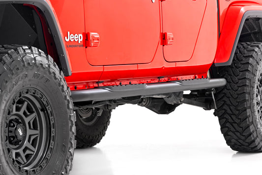 Oval Nerf Steps Black Jeep Gladiator JT 4WD (2020-2025) Rough Country-1