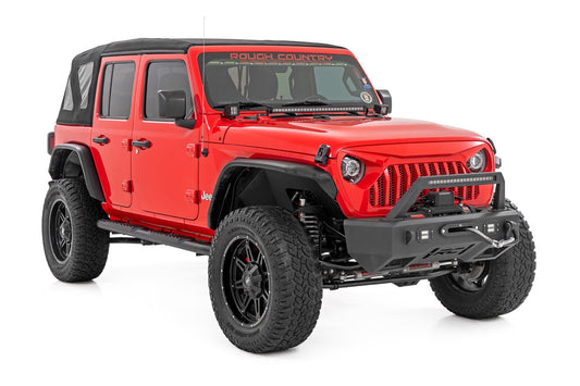 Oval Nerf Steps 4 Door Black Jeep Wrangler Unlimited 4WD (2018-2026) Rough Country-1