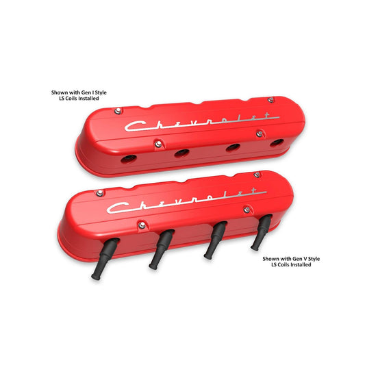 2-Piece Chevrolet Script Valve Cover Gen III/iv LS Machined Chevrolet Gen III/iv LS Cast Aluminum Coil-Mounting Base & Integrated Coil Cover Holley-1