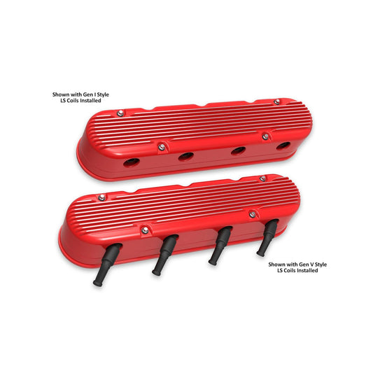 2-Piece Finned Valve Cover Gen III/iv LS Machined Chevrolet Gen III/iv LS Cast Aluminum Coil-Mounting Base & Integrated Coil Cover Holley-1