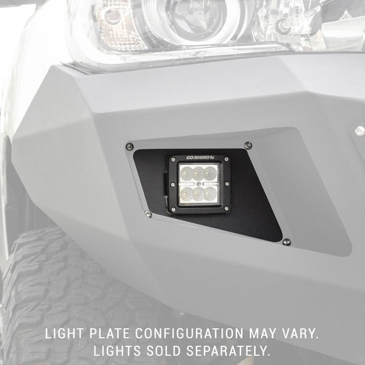 BR5/BR10 Front Light Plates (3x3 Surface Mount) Textured Black 2010-2019 Dodge Ram 2500/3500 2011-2016 Ford F-250/F-350 Go Rhino-1