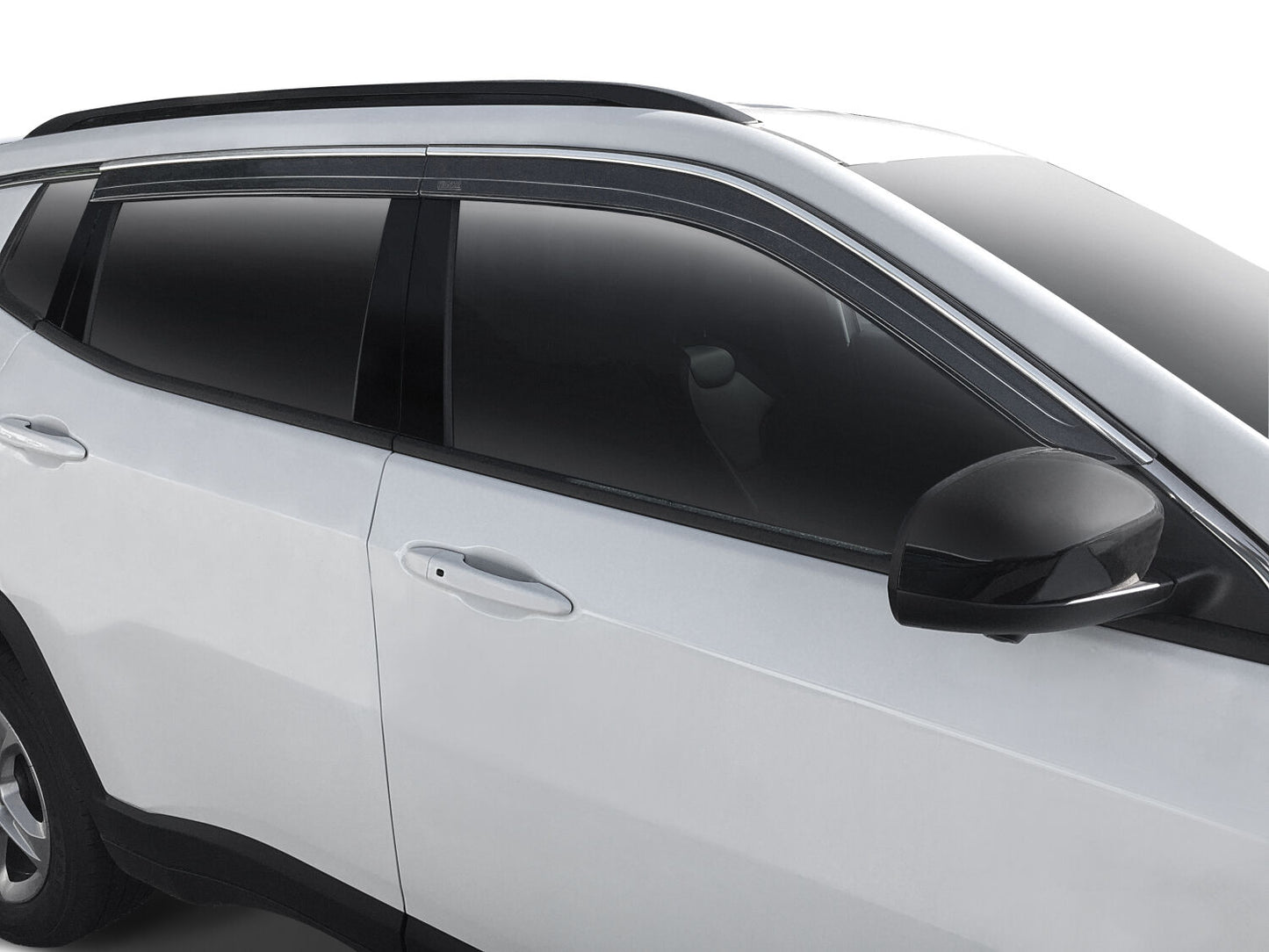 Low Profile Ventvisor Deflector Smoke with Chrome Trim Outside Mount 4 Piece For 2021-2024 Jeep Grand Cherokee Husky Liners