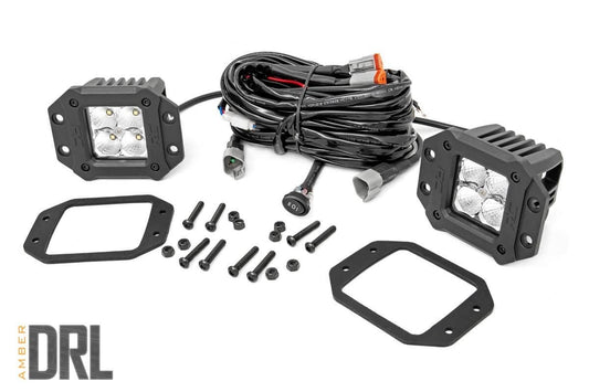 2 Inch Chrome Series LED Light Pods | Flush Mount | Amber DRL Rough Country