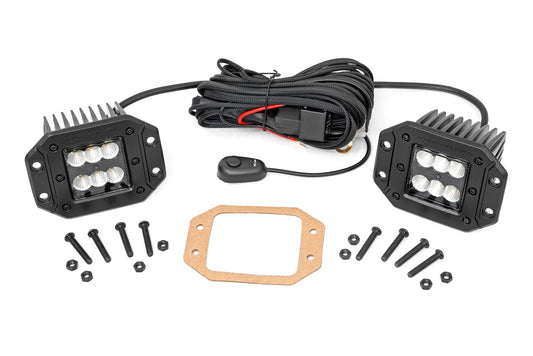 2 Inch Black Series LED Light Pods  | Pair | Flood | Flush Mount Rough Country