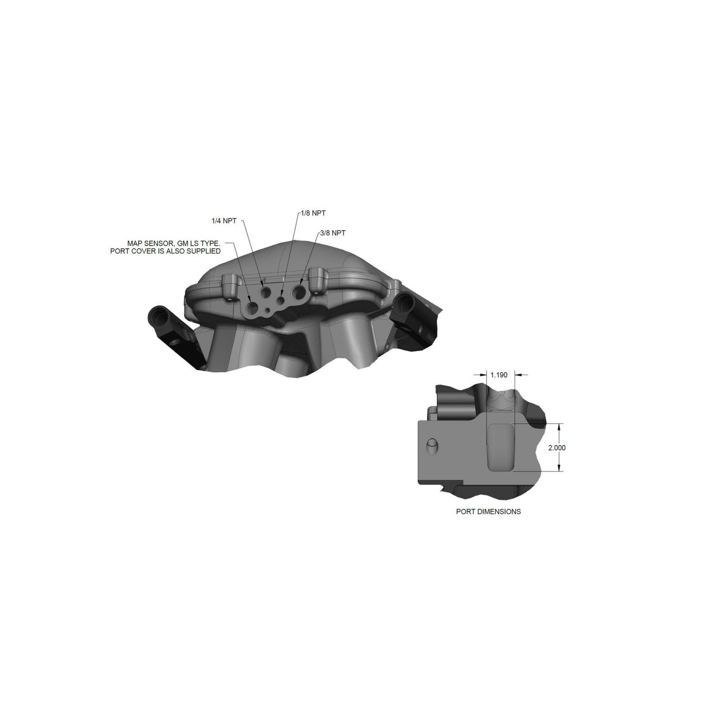351W Ford Hi-Ram EFI Manifold with Side Mount Top 351W Ford Hi-Ram Intake Manifold with 95mm 1986-95 Ford 5.0 Throttle Body Flange Side Mount Top Holley-13