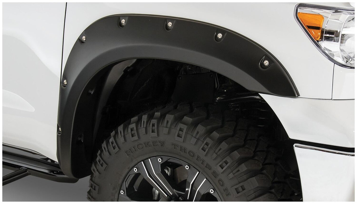 Black Pocket/Rivet Style Smooth Finish Front Fender Flares For 2007-2013 Toyota Tundra Bushwacker