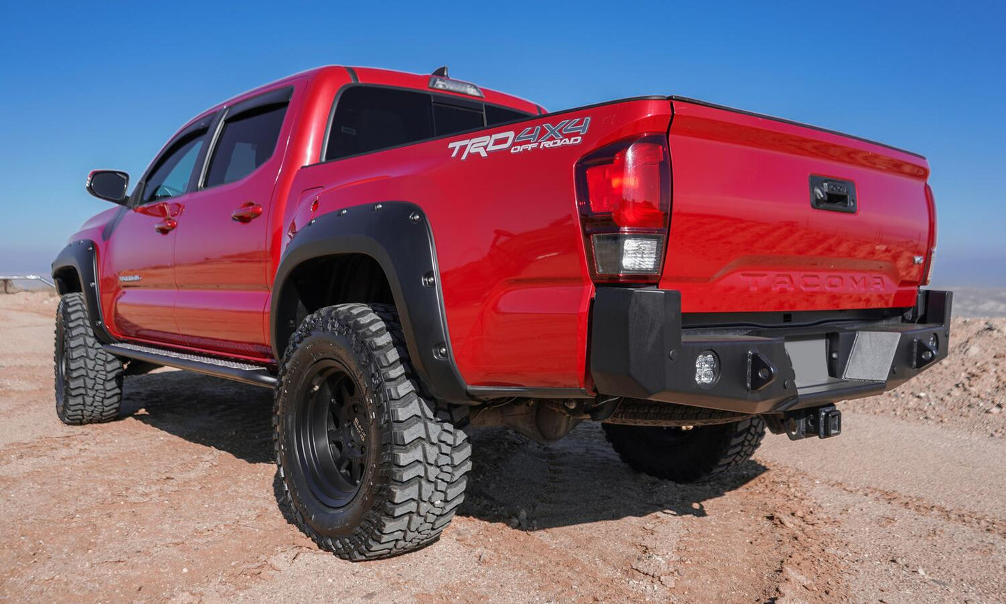 Black Pocket/Rivet Style Smooth Finish Front Fender Flares For 22-26 Toyota Tundra Bushwacker-1