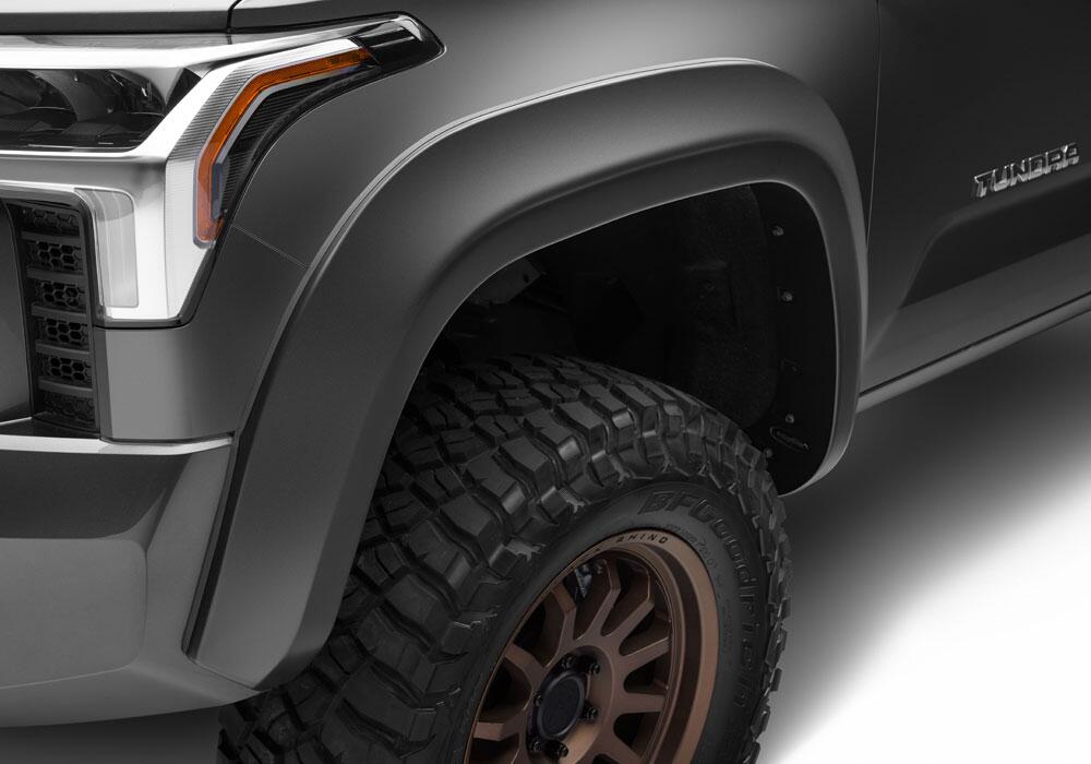 Black Extendafender Style Smooth Finish Front Fender Flares For 22-26 Toyota Tundra Bushwacker