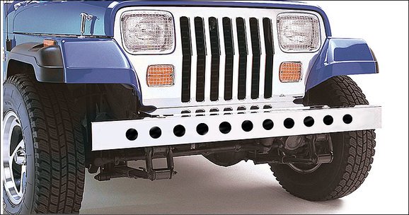 Jeep YJ 54 Inch Front Bumper with holes (No License Plate Holes) 87-95 Wrangler TJ Polished Silver Kentrol-5