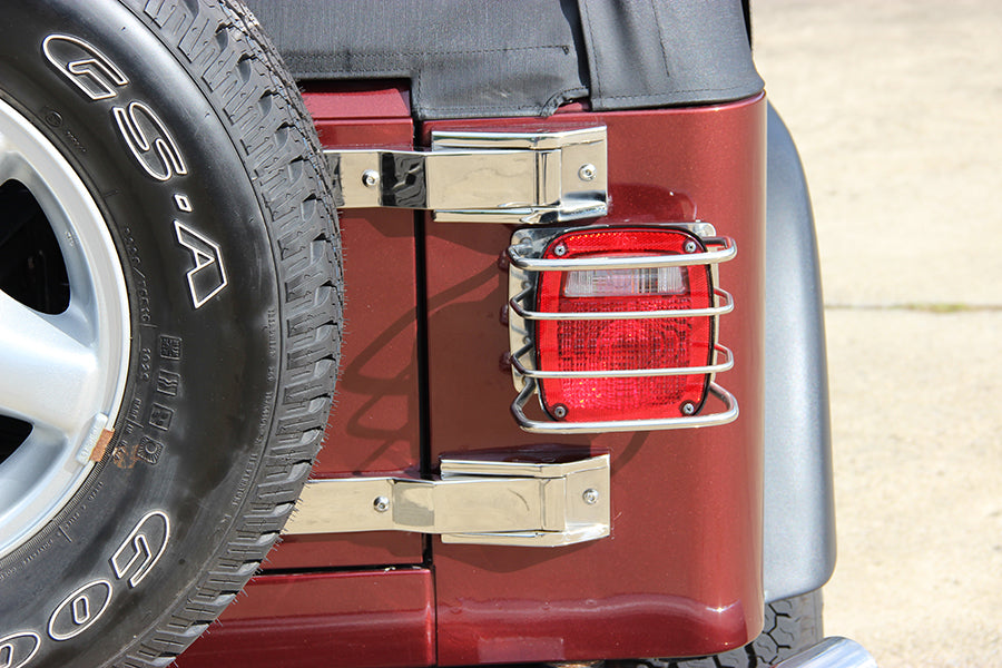 JEEP CJ/YJ/TJ Taillight Guard Pair 76-06 CJ Wrangler YJ/TJ Polished Silver Kentrol-6