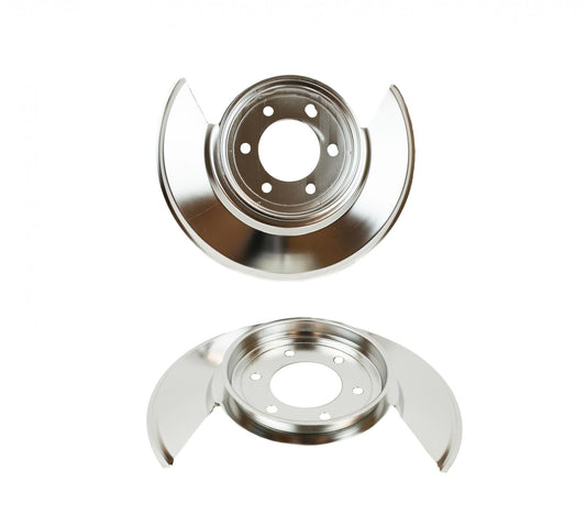 Jeep CJ Disc Brake Dust Cover Pair 76-78 CJ Polished Silver Kentrol-1