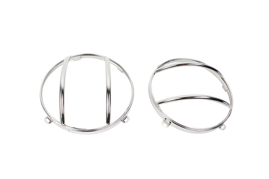 Jeep JK Euro Headlight Guards Pair 07-18 Wrangler JK Polished Silver Kentrol-1