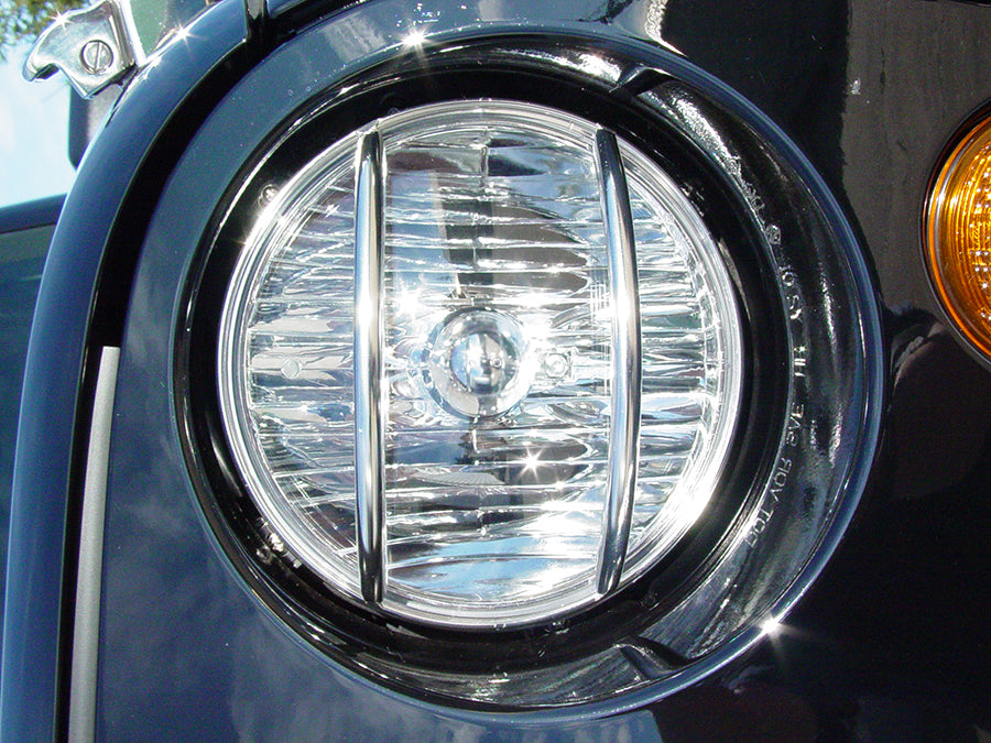 Jeep JK Euro Headlight Guards Pair 07-18 Wrangler JK Polished Silver Kentrol-6