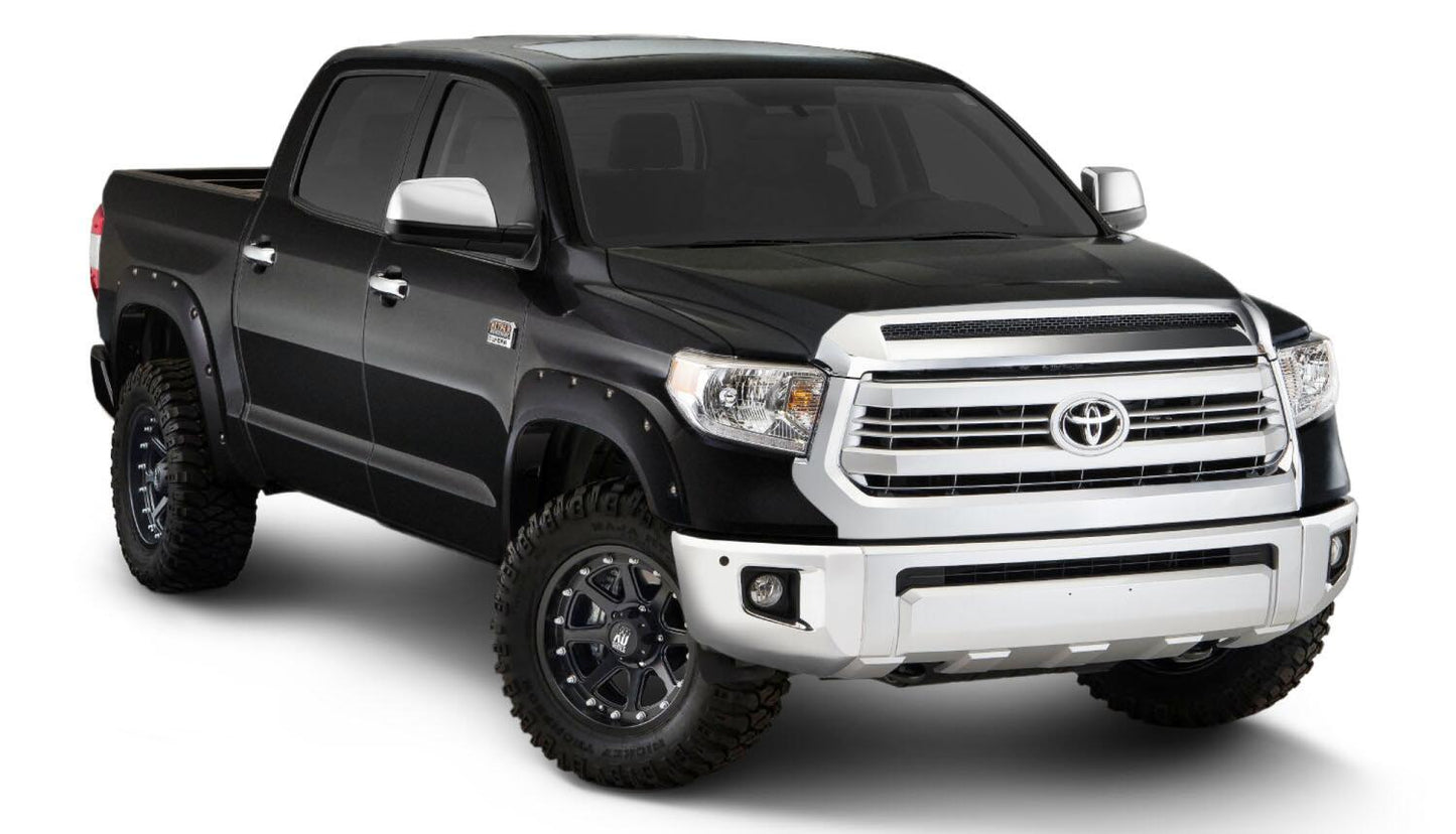 Pocket/Rivet Style Color Matched Midnight Black Metallic 4-Piece Fender Flare Set For 2017-2021 Toyota Tundra, Must Remove Mudflaps Bushwacker