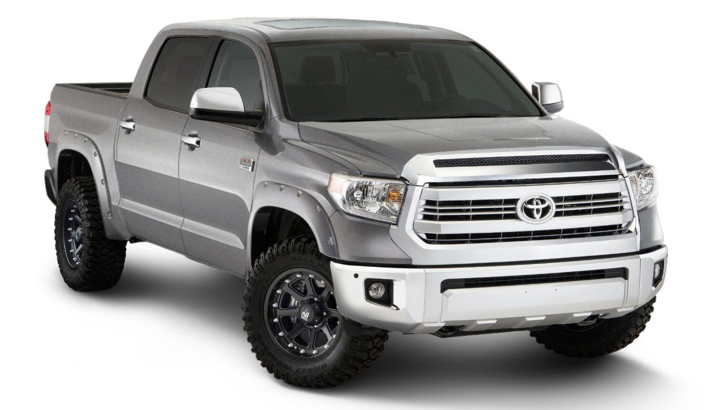 Pocket/Rivet Style Color Matched Silver Sky Metallic 4-Piece Fender Flare Set For 2017-2021 Toyota Tundra, Must Remove Mudflaps Bushwacker