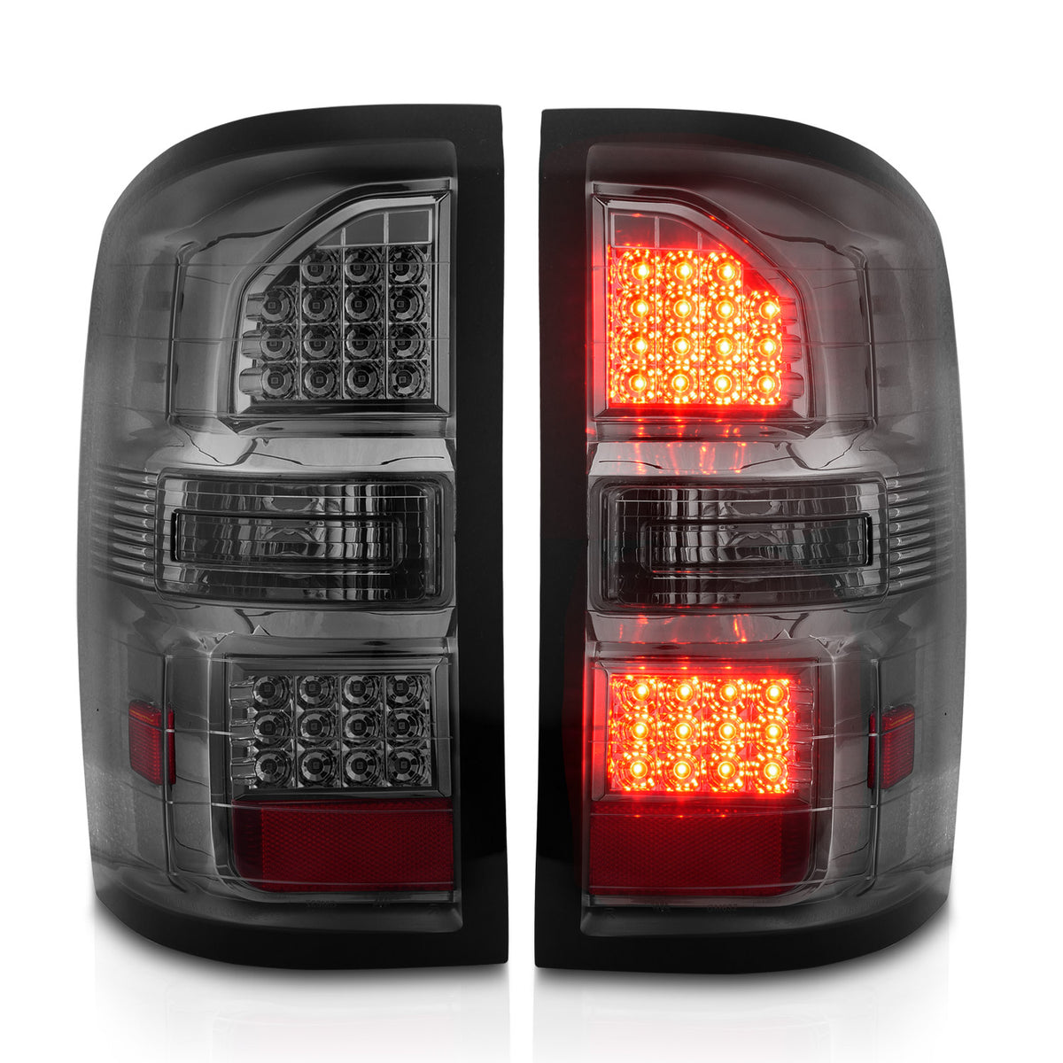 Tail Light Set LED Chrome Housing Smoke Lens Pair GMC Sierra 1500 2015-2018, 2500 HD/3500 HD 2014-2018 AnzoUSA-6