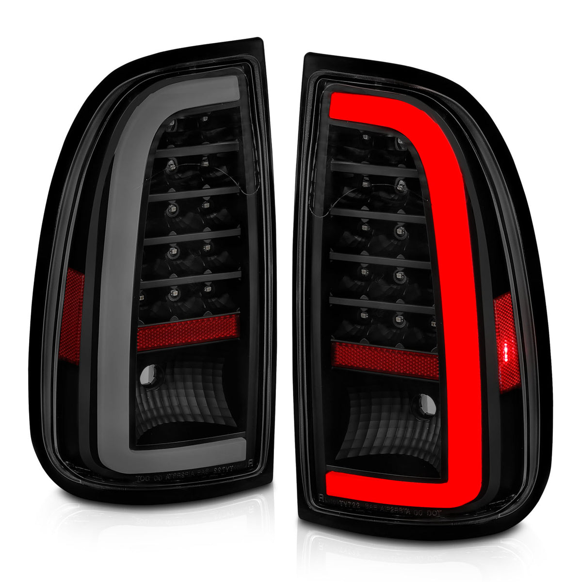Tail Light Set LED W/ Light Bar Style Black Housing Smoke Lens Pair Toyota Tundra 2000-2006 AnzoUSA-6