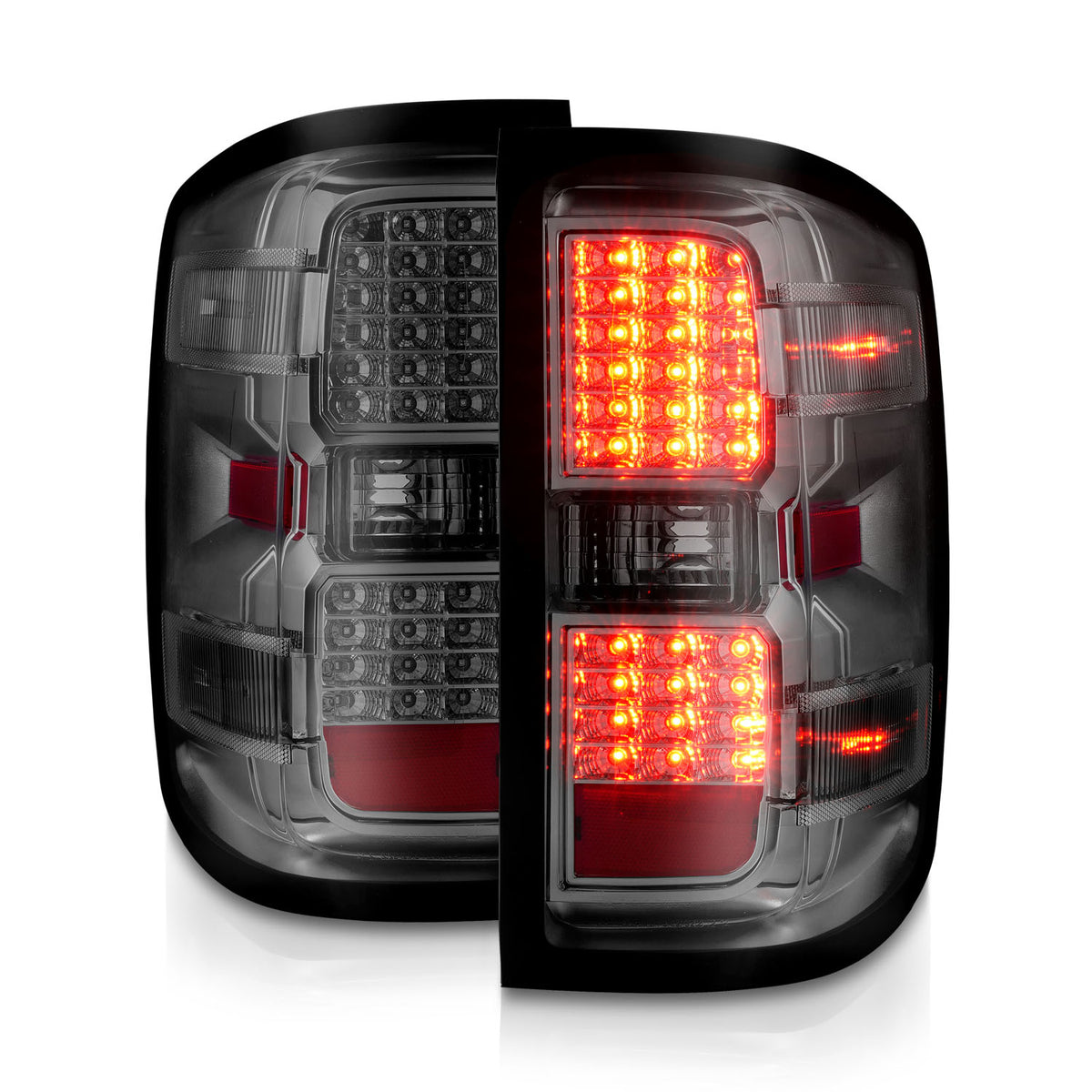 Tail Light Set LED Chrome Housing Smoke Lens Pair Chevrolet Silverado 1500 2014-2018, 2500/3500 2015-2018, 2500 HD/3500 HD 2015-2019, GMC Sierra 3500 HD 2015-2019 AnzoUSA-6