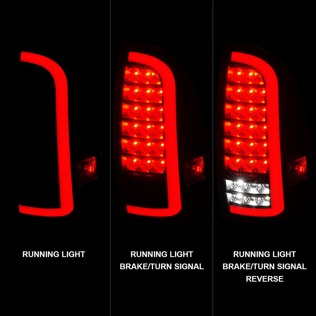 Tail Light Set LED W/ Light Bar Style Sequential Black Housing Clear Lens Pair Toyota Tacoma 2005-2015 AnzoUSA-6