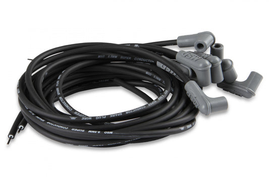 Black Super Conductor Universal 8 Cyl 90 Degree Plug For Engines With Late-Model Type Hei Spark Plug Top Distributor Caps Ford Duraspark Or Cap-A-Dapt 90 Degree Distributor Boots And Terminals Included MSD Ignition-1