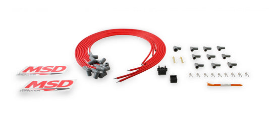 Super Conductor 8.5Mm Spark Plug Wire Set 8 Cylinder 90 Degree Plug/90 Degree Cap For Engines With Late-Model Type (Hei Spark Plug Top) Distributor Caps (Ford Duraspark Or Cap-A-Dapt) MSD Ignition-1