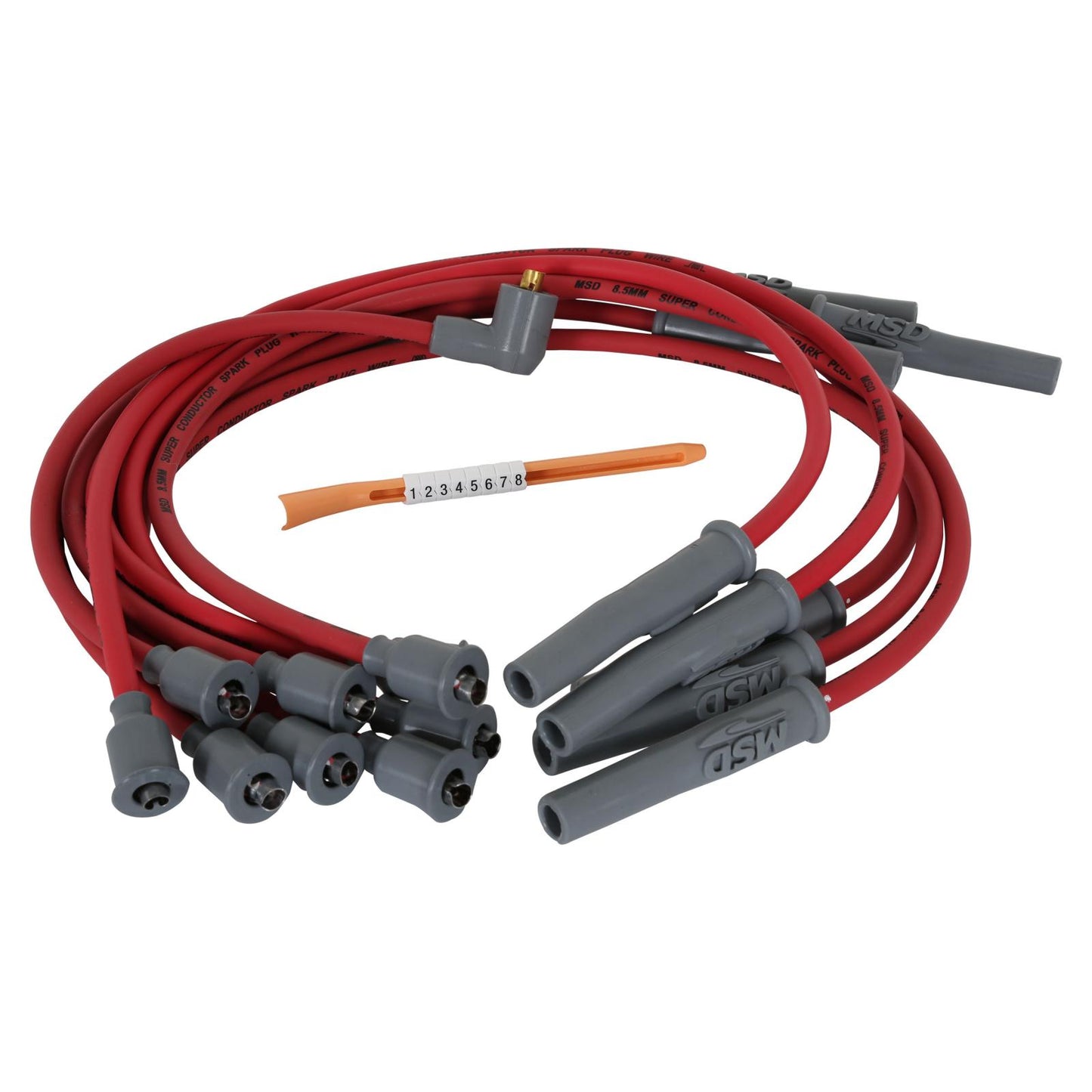 Super Conductor Spark Plug Wire Set Chrysler 318-360, Socket For Use On Chrylser 318-360 Engines With Socket Boots, Red Jacket MSD Ignition-4